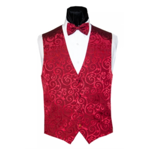 Merlot Tapestry Tuxedo Vest and Bow Tie Set